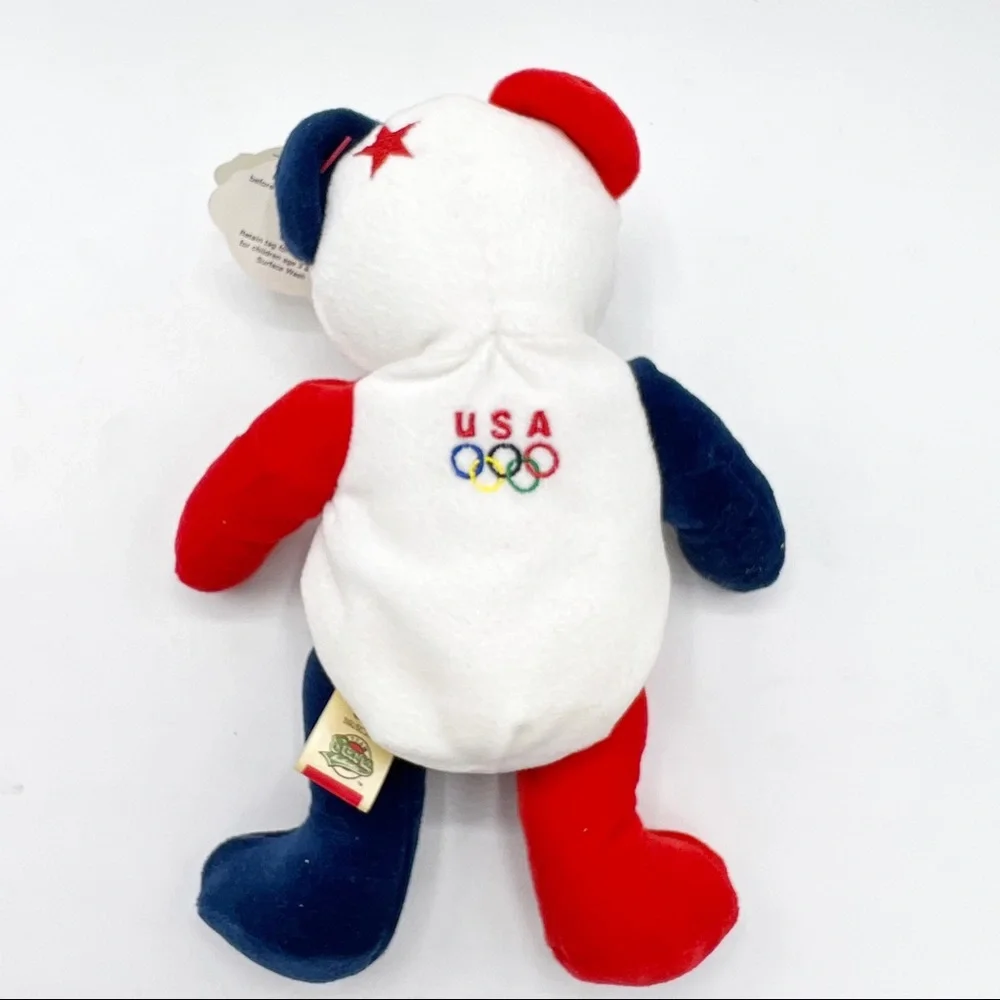 Vintage 1999 Team Beans Authentic Victory 11 USA Olympic Bear Plush, 8 inch